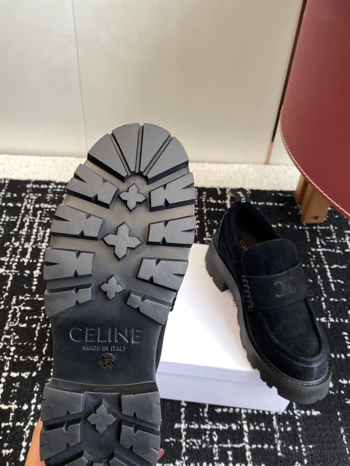 Celine Lisa Platform Loafers – 25SS Autumn/Winter Collection in Brown Suede Velcro
