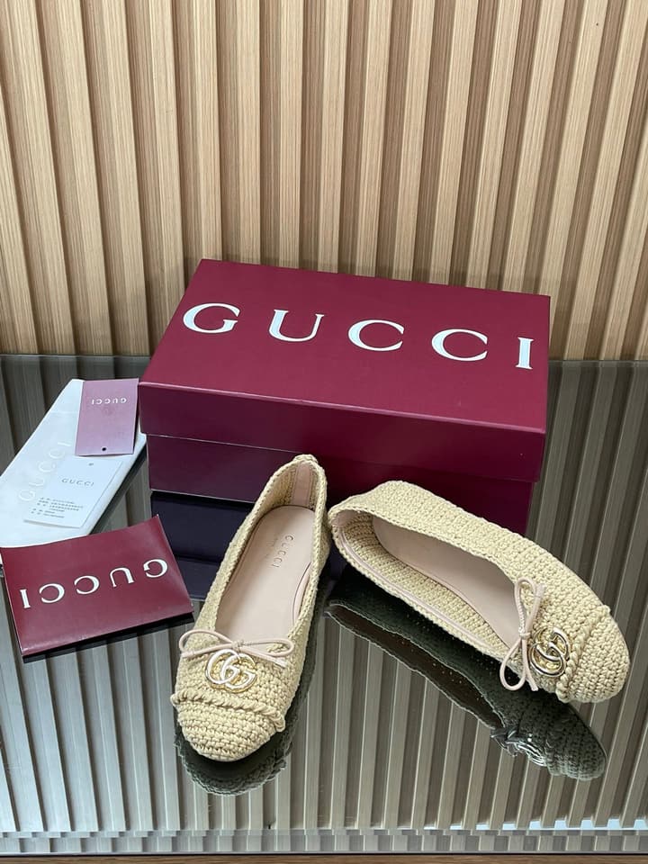 Gucci Woven Mesh Double G Ballet Flats – 2025 Early Autumn Collection
