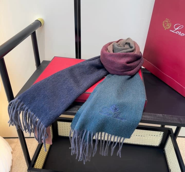 Loro Piana Plaid Wool Scarf in Beige/dusty Blue