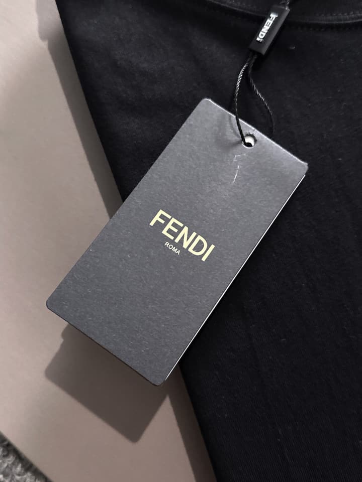 Fendi Flocked Double F Logo Zipper Pocket T-Shirt – 2025SS in Black