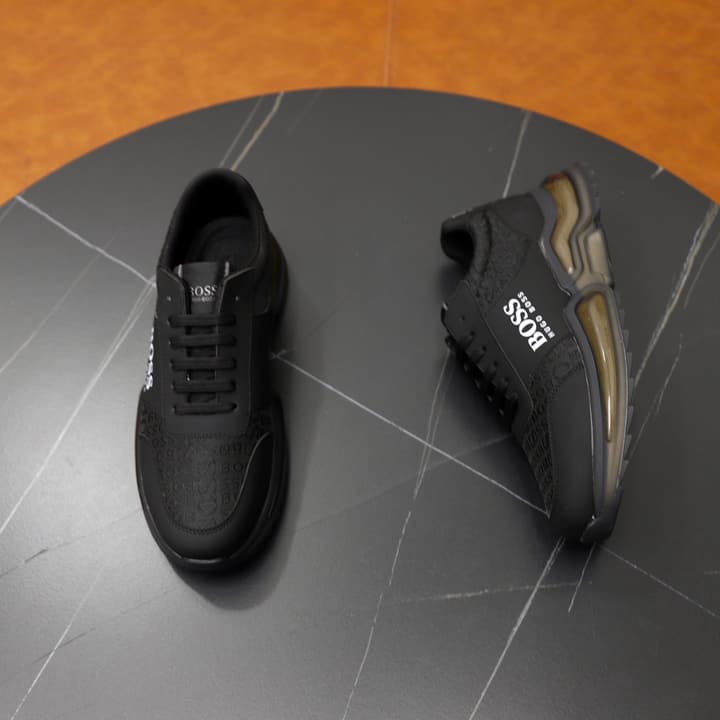 Boss Men's Knit Sport Sneakers in Grey