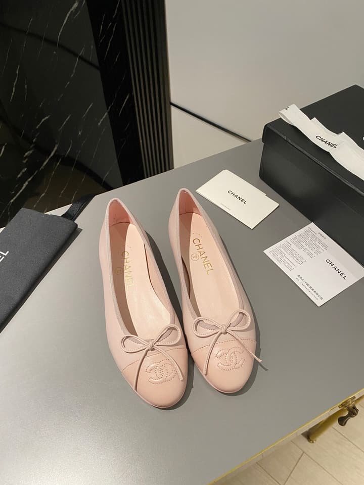 Chanel Classic Ballet Flats in Tan With Black Cap Toe