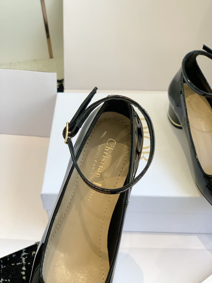 Dior MISS DIOR Chunky Heel Mary Jane Flats – 24SS in Black Patent Leather