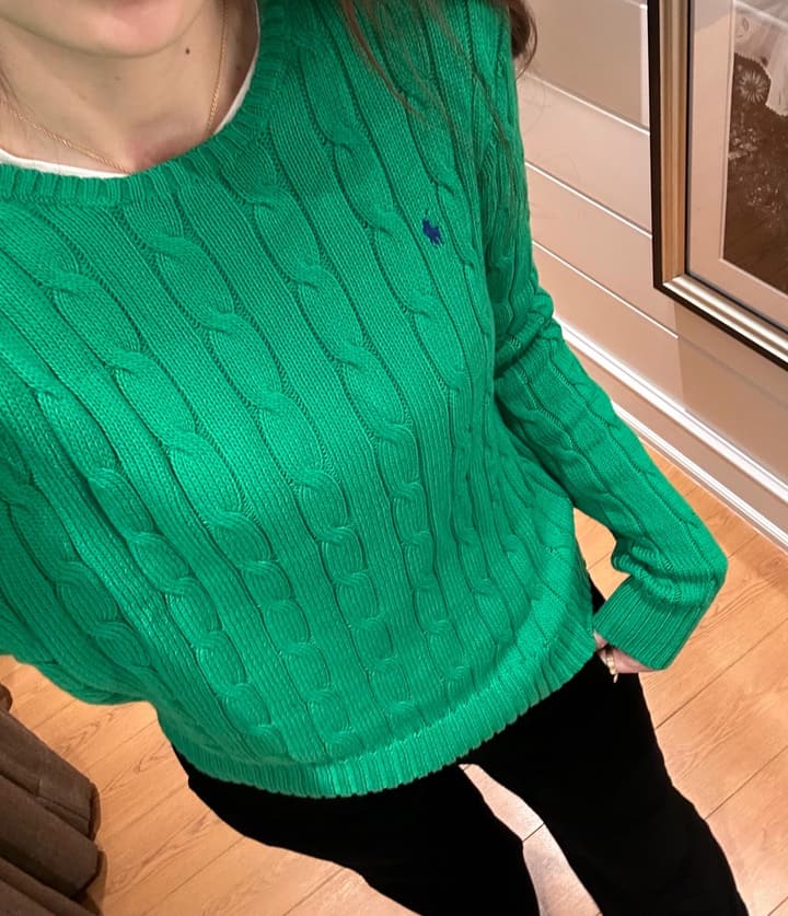 Ralph Lauren Inspired Cable Knit Sweater in Black