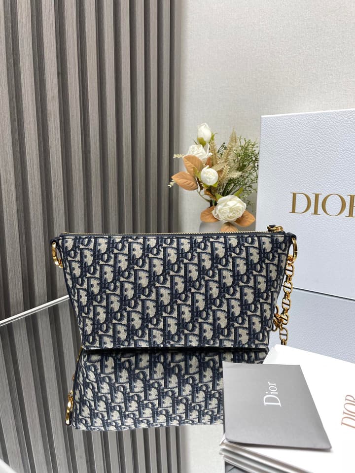 Dior Diorstar Hobo Chain Bag – Spring/Summer Collection – 2024 in Blue Oblique Jacquard Hobo Bag