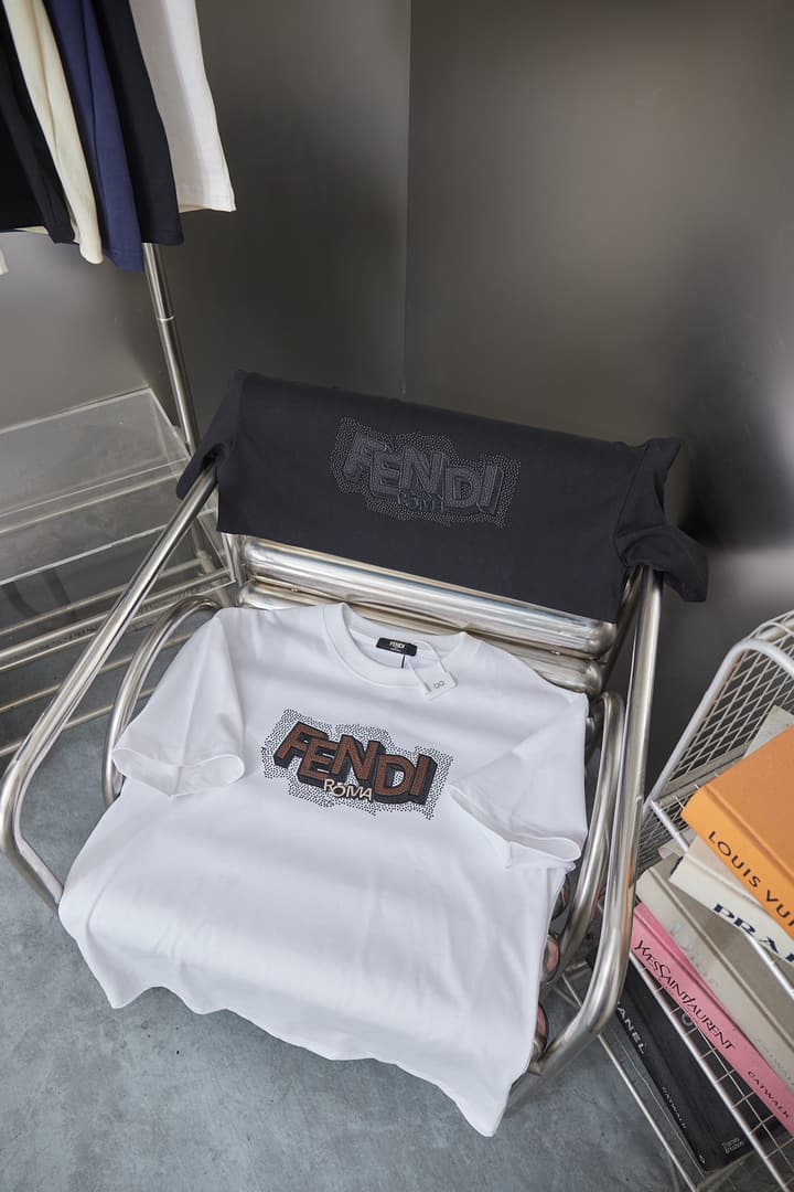 Fendi Embroidered Logo Rhinestone T-Shirt – 26SS Early Spring Collection in Classic Black
