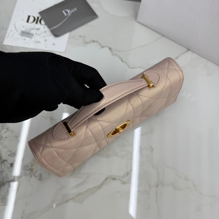 Dior Miss Caro Top Handle Clutch Bag – 2025 Early Spring Collection in Pearlescent Light Pink