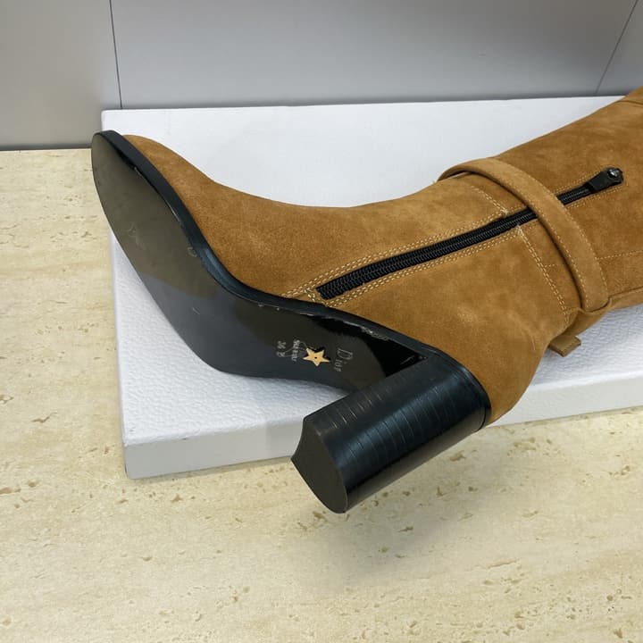 Dior D-Town Punk Chunky Heel Knight Boots – 2025FW in Black Leather