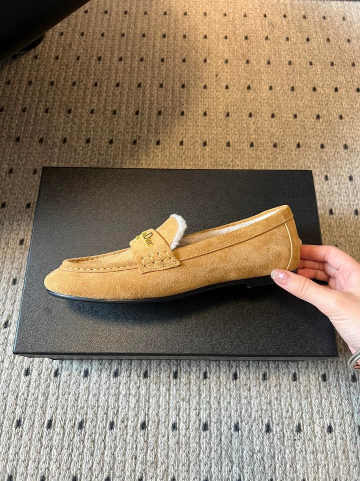 Dior Suede Fur-Lined Loafers – 25SS/FW in Black Suede