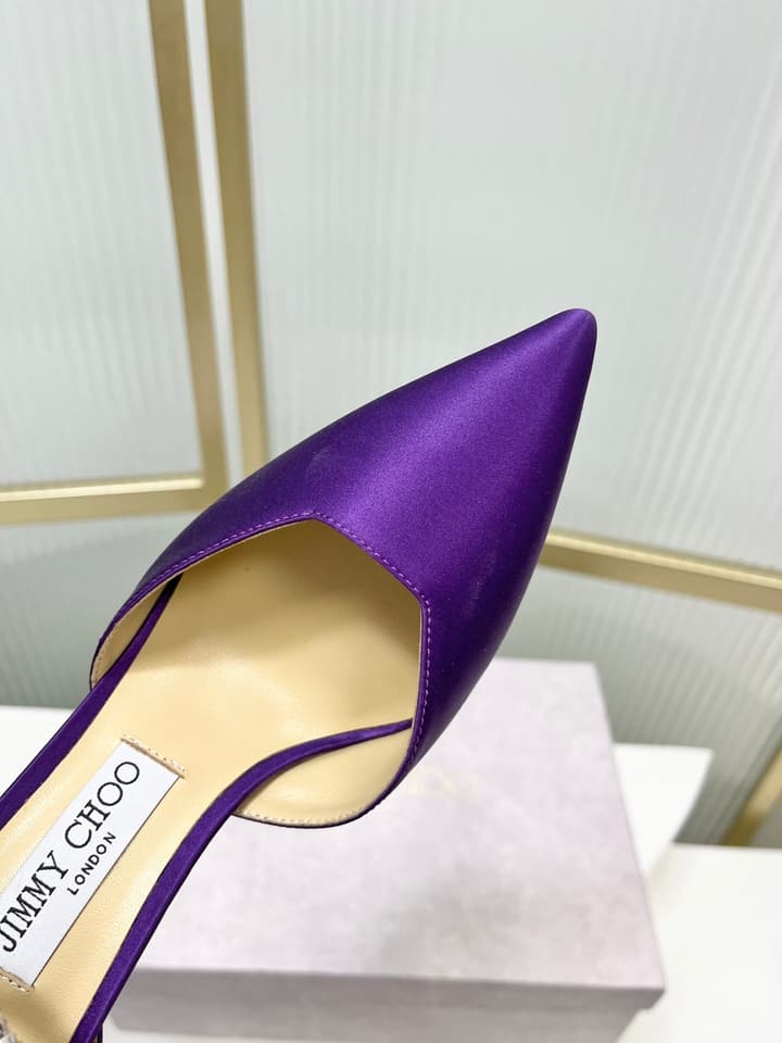 Jimmy Choo Stevie 100 Satin Bow Heels in Brown Satin