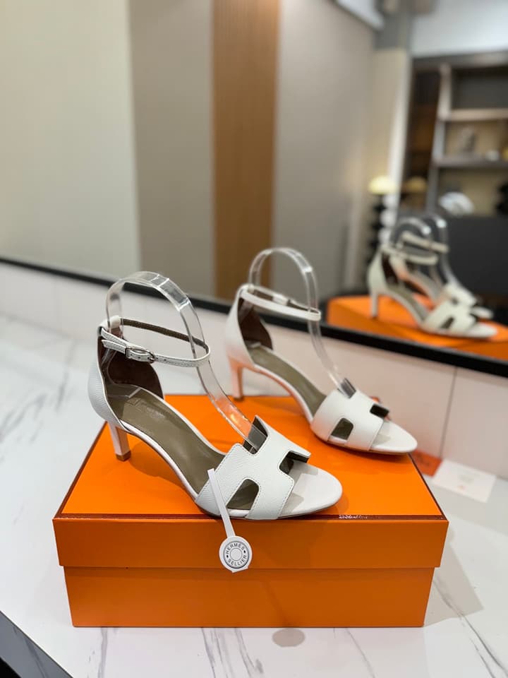 Hermès Classic Palm Grain Cowhide Heels – 6.5cm in Black