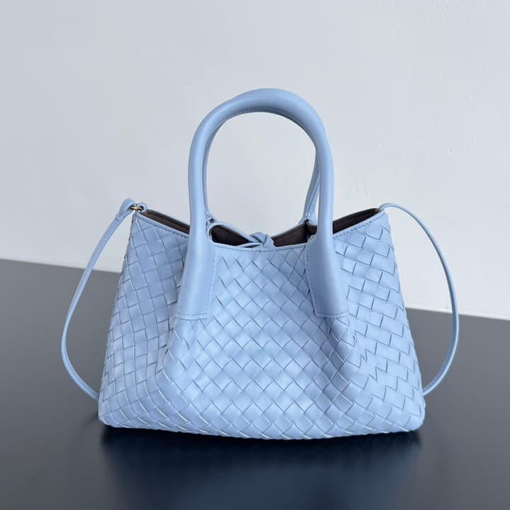 Bottega Veneta Pinacoteca Small Tote Handbag – 2025SS in Burgundy With Light Blue Lining A