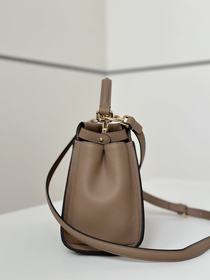 Fendi Peekaboo Classic Handbag in Classic Taupe Leather