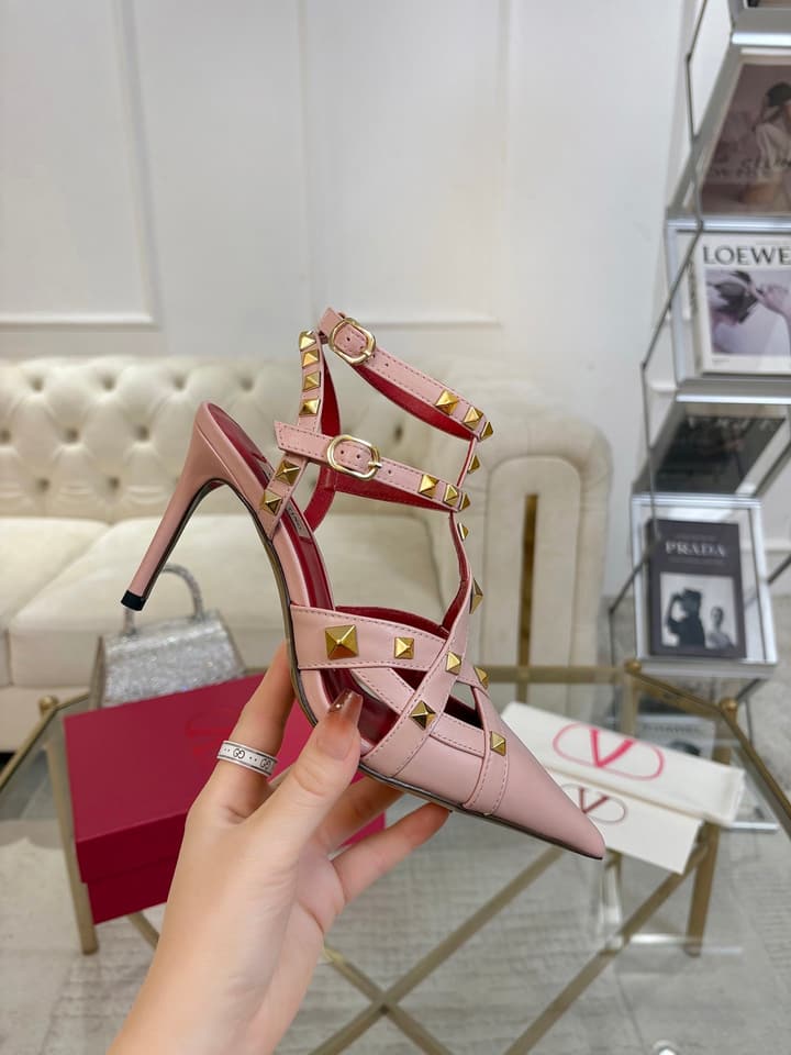 Valentino Studded Cut-Out High-Heeled Sandals – 26SS in Pink