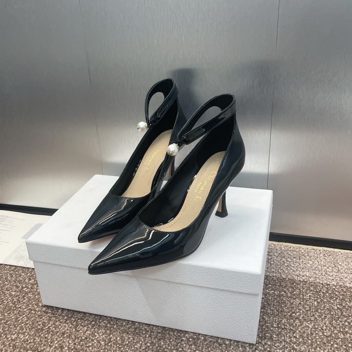 Dior J'ADIOR Jolie Pearl Pointed-Toe Pumps – 2024 Spring/Summer Collection in Glossy Black