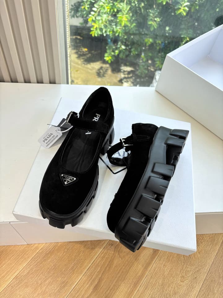 Prada Monolith Platform Mary Jane Loafers – 25FW in Assorted Leather & Suede Collection