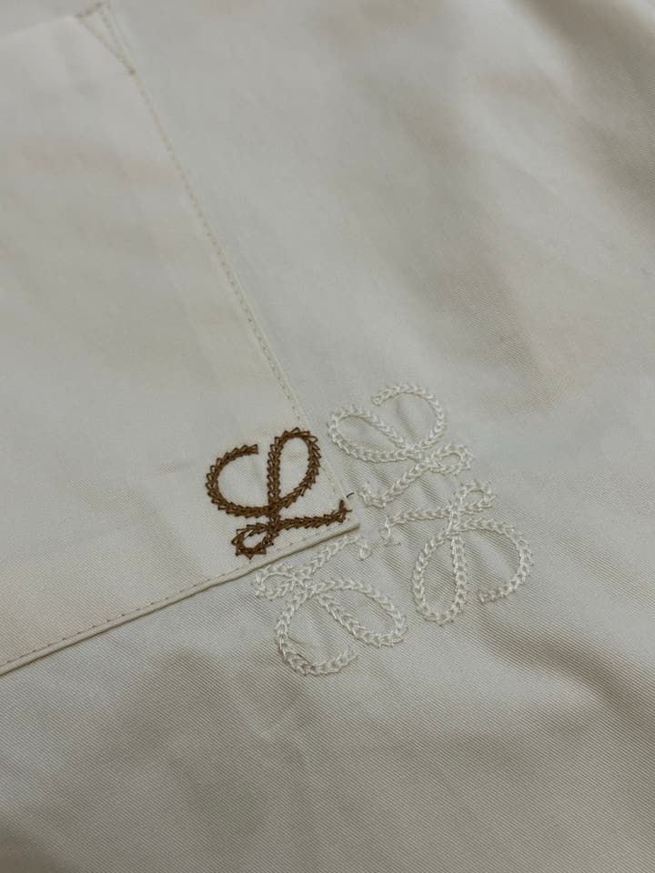 Loewe Anagram Two-Tone Embroidered Pocket Shirt in Cream
