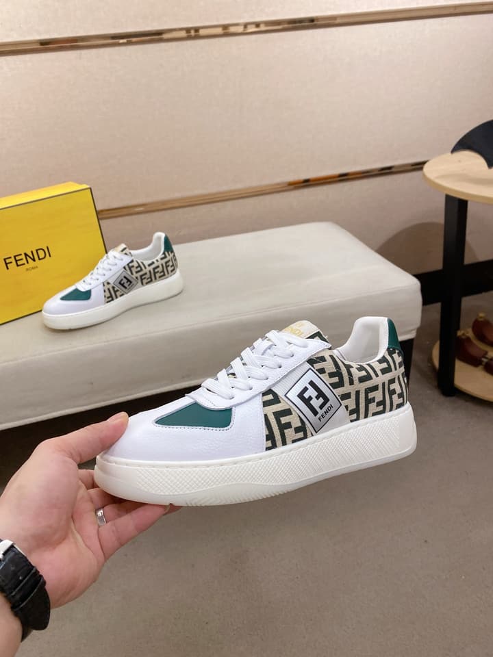 Fendi Calfskin Leather Loafers in Navy White Monogram