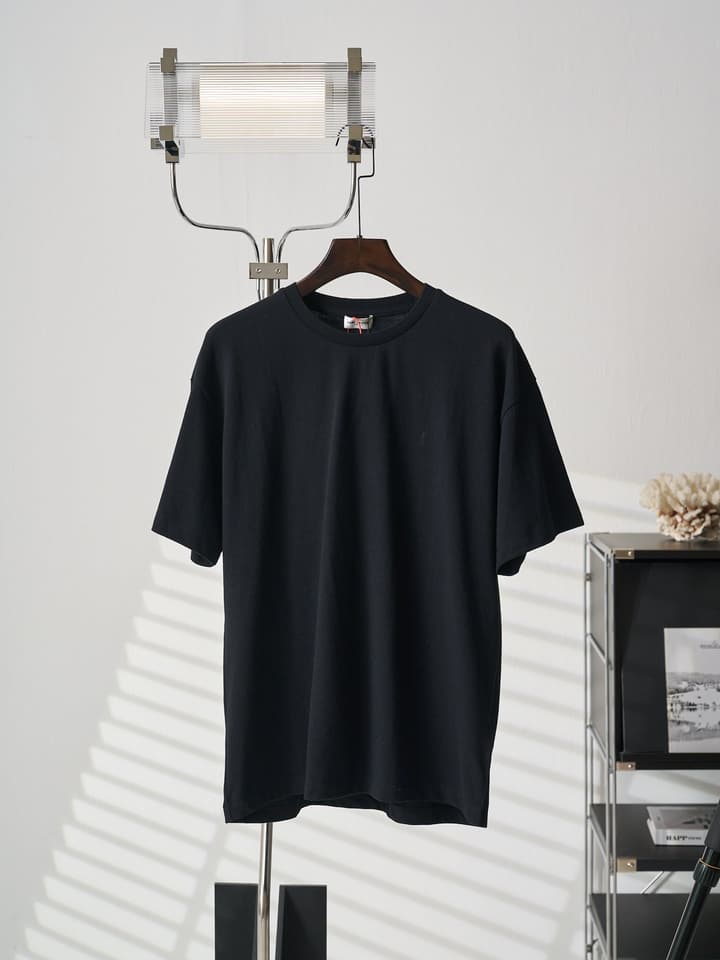 Saint Laurent YSL Embroidered Crewneck T-Shirt in Black
