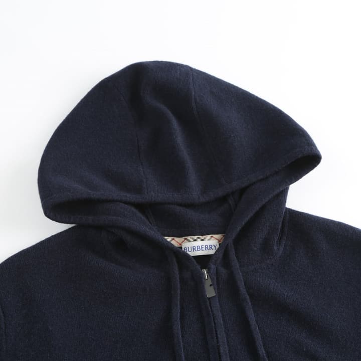 Burberry Embroidered Zip Cardigan in Dark Navy