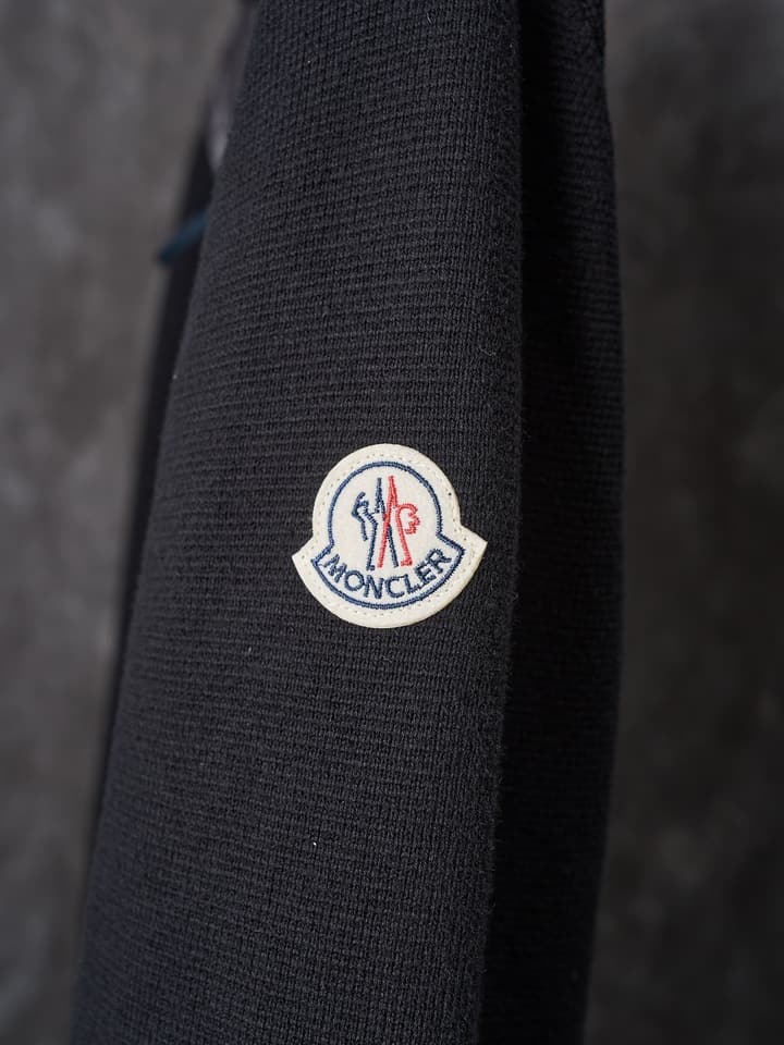 Moncler Men's Wool Knit Down Cardigan in Black Padded Knit Cardigan