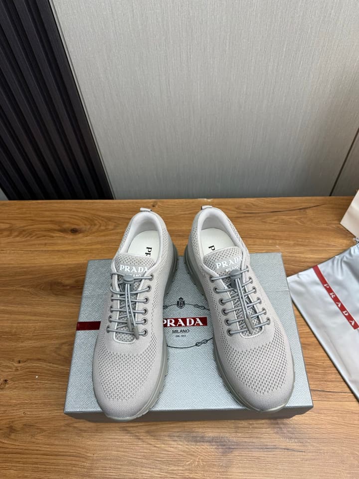 Prada Men's High-Quality Sneakers in Light Grey