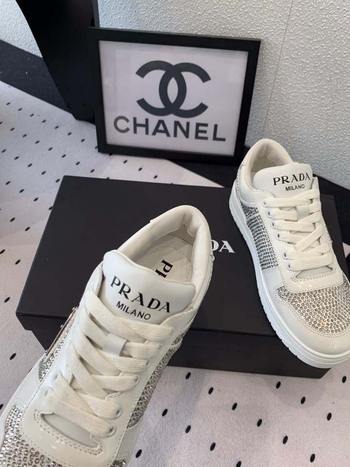 Prada Studded Leather Casual Sneakers