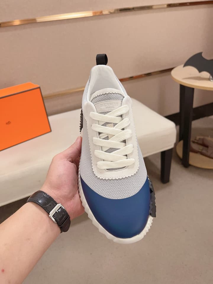 Hermès Men's Classic Driving Shoes in Charcoal With Blue Sole