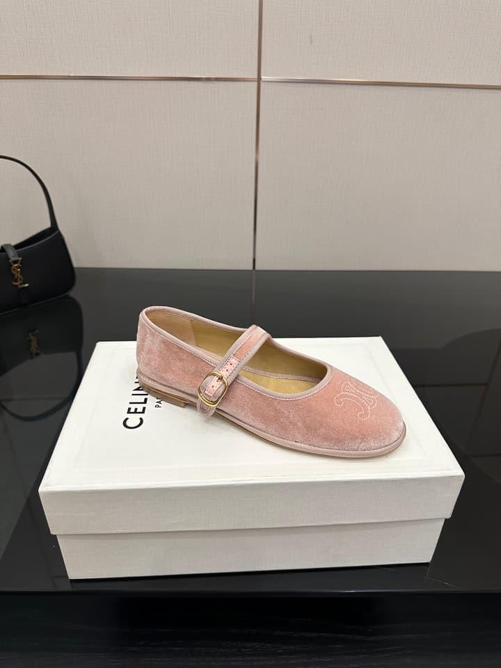 Celine Velvet Mary Jane Flats – 25 Collection in Black Velvet