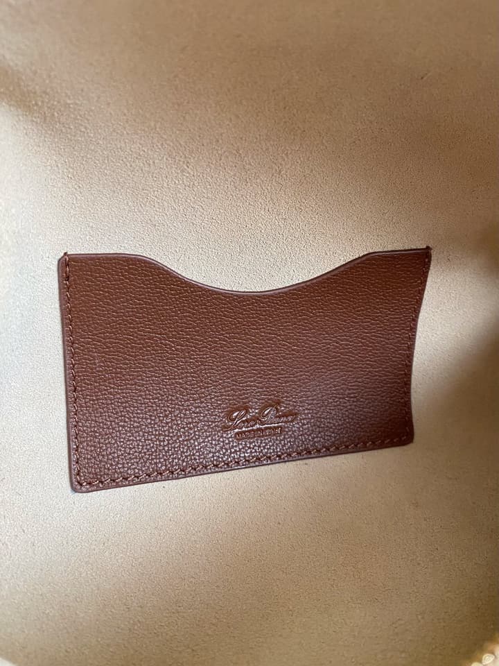 Loro Piana L23 Textured Shoulder Bag in Brown/Red