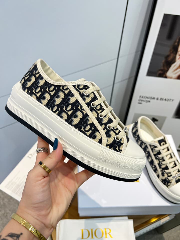 Dior Spring/Summer Runway Platform Sneakers in Black Oblique Pattern
