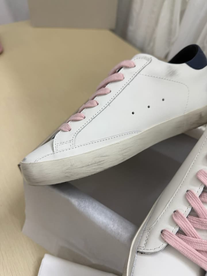 Golden Goose Super Star Leather Sneakers in Black Star Black Heel