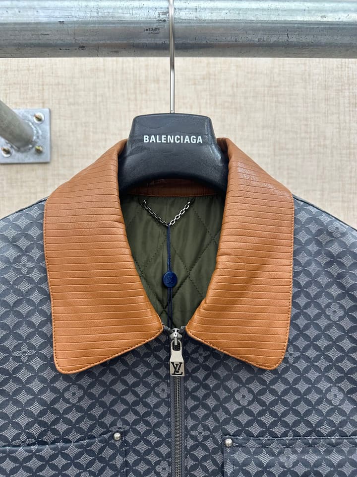 Louis Vuitton Monogram Workwear Jacket in Deep Gray Monogram With Brown Collar