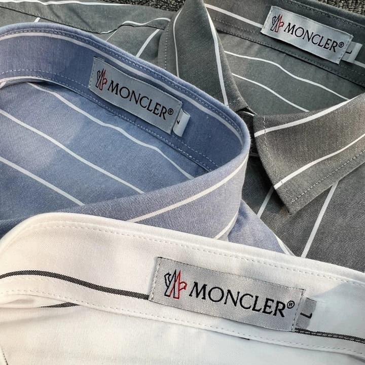 Moncler Striped Long Sleeve Shirt in Blue