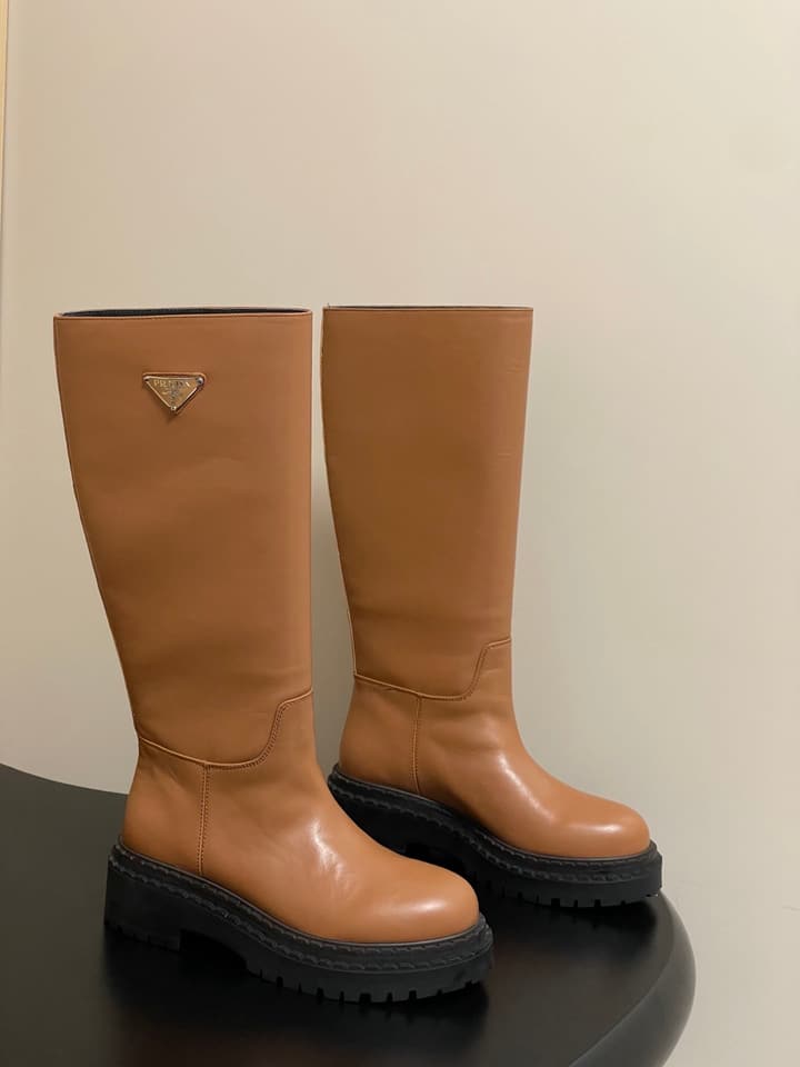 Prada Platform Leather Knight Boots – 25FW in Black