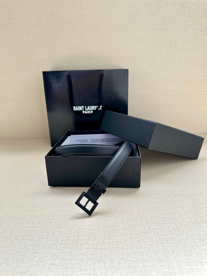 Saint Laurent Square Buckle Leather Belt