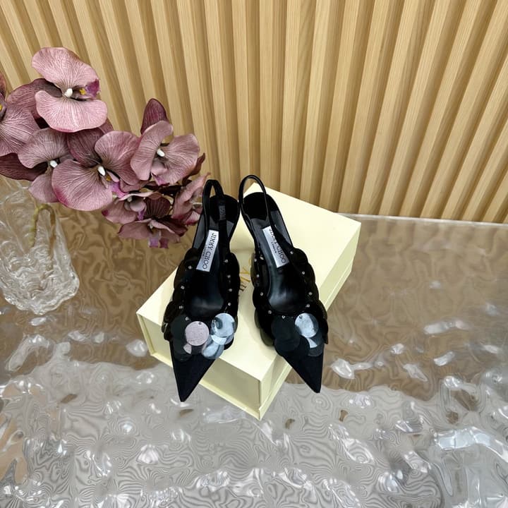 Jimmy Choo Sequined Evening Pumps – 2025SS in Patent Black