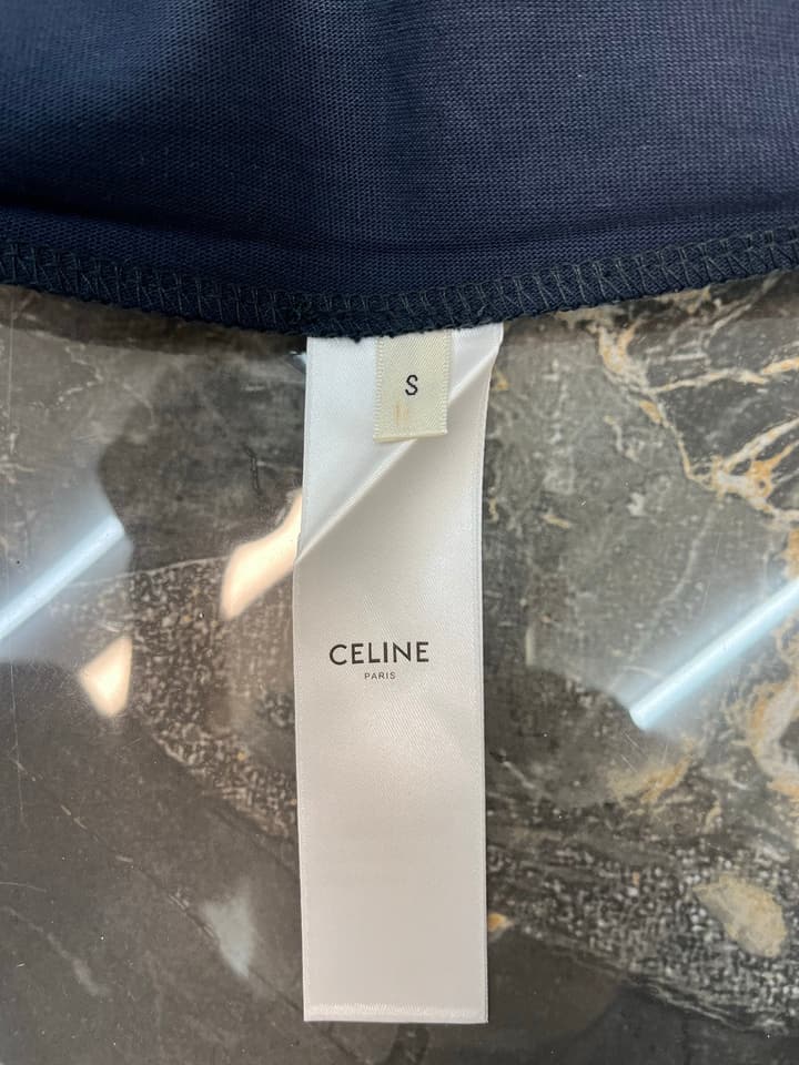 Celine Triomphe Embroidered Loose T-Shirt in Grey