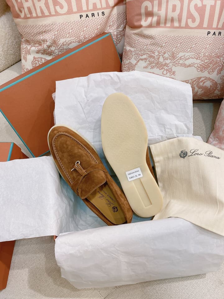 Loro Piana Glossy Cashmere Loafers in Blush Pink Suede