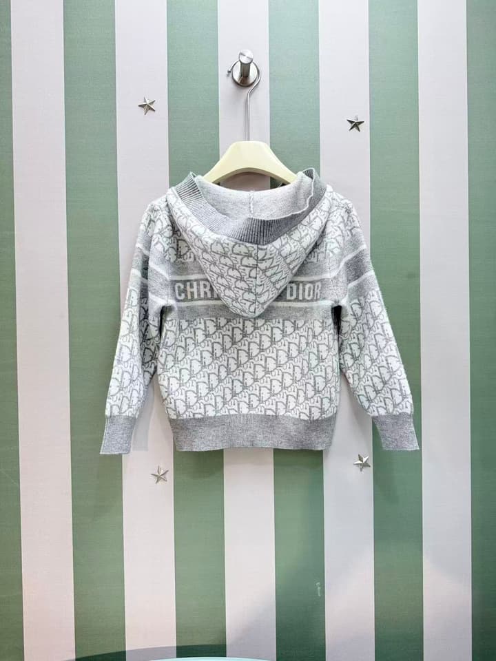 Dior Classic Children's Knit Cardigan – Kids Collection – 2025SS in White And Grey Monogram Cardigan
