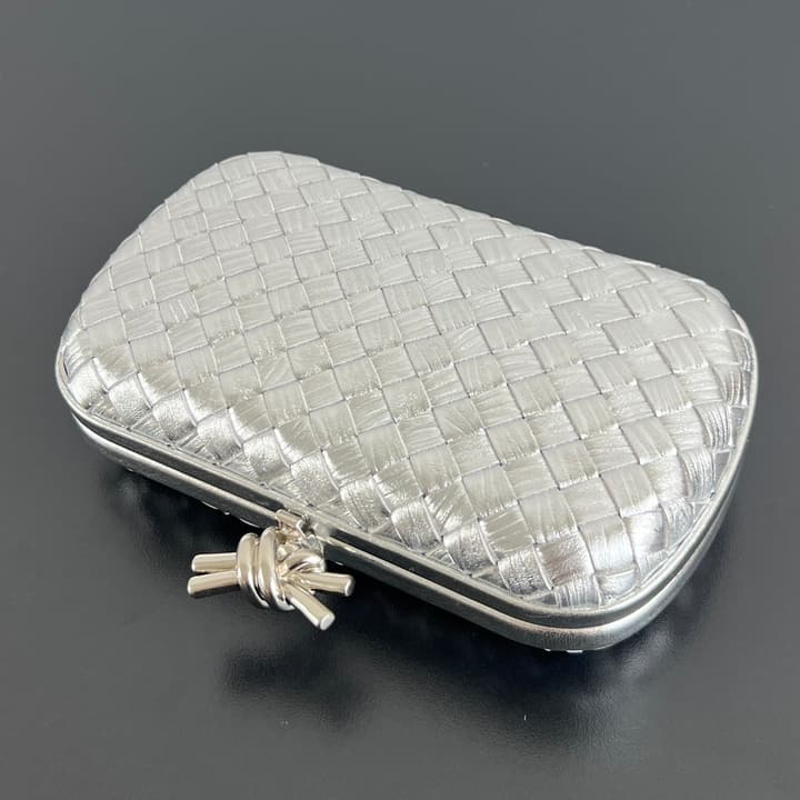 Bottega Veneta Knot Evening Clutch – Christmas Limited Edition in Silver