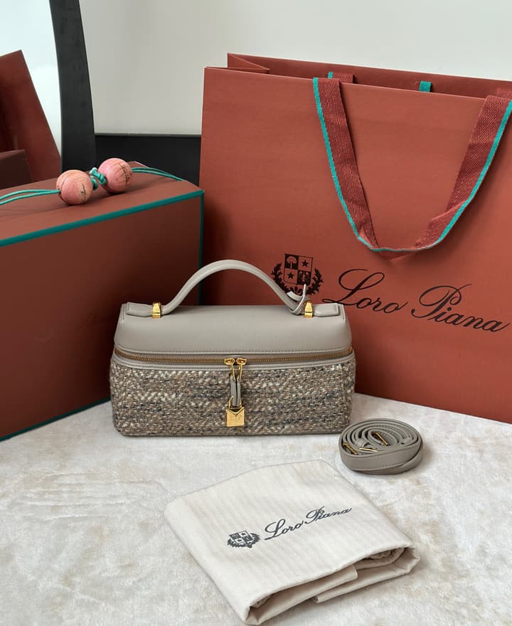 Loro Piana Extra Bag L23 in Taupe Tweed
