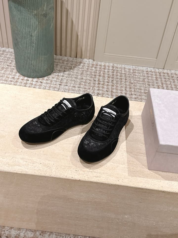 Jimmy Choo Diamond Lace Sneakers in Black Lace