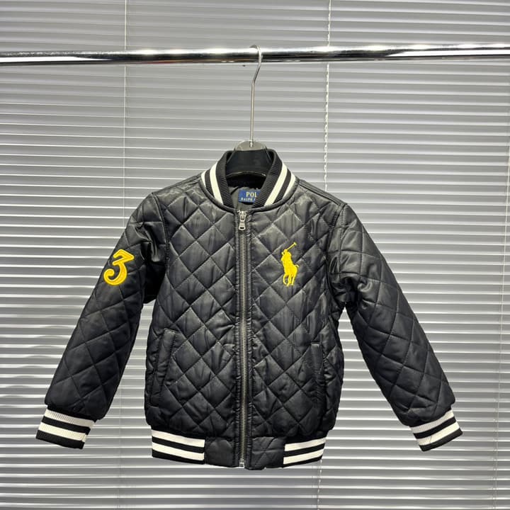 Ralph Lauren Embroidered Pony Puffer Jacket in Classic Black With Yellow Logo