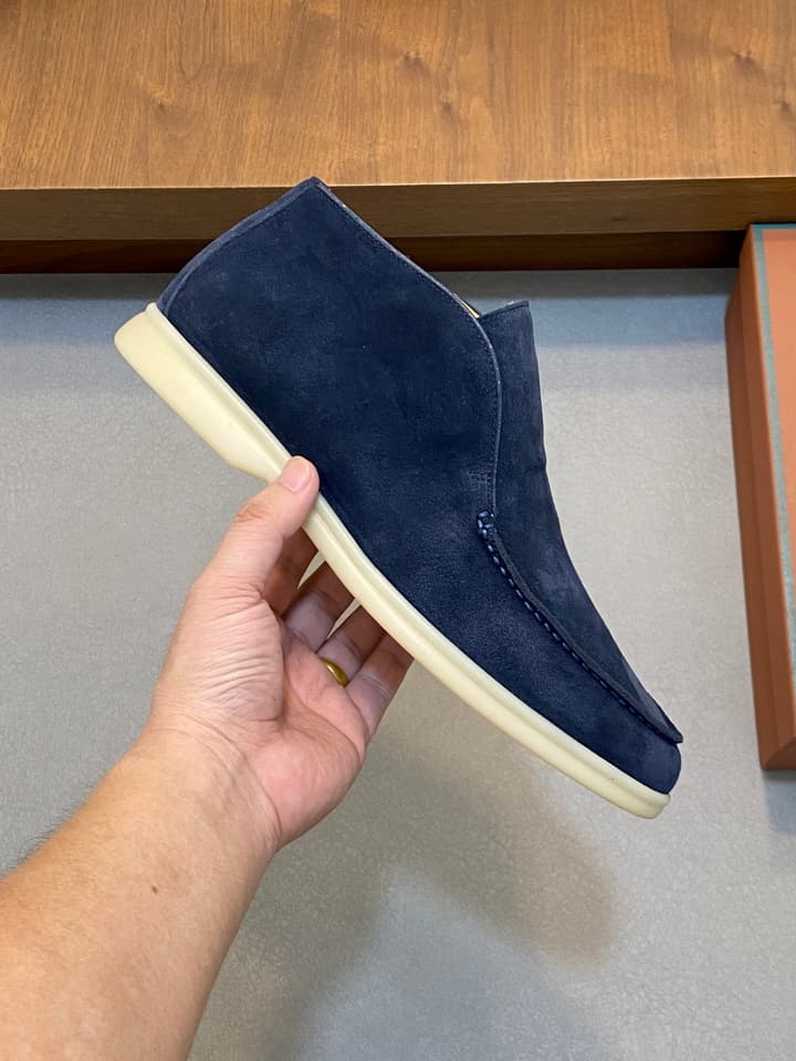 Loro Piana Suede Leather Slip-On Loafers in Camel Tan Suede