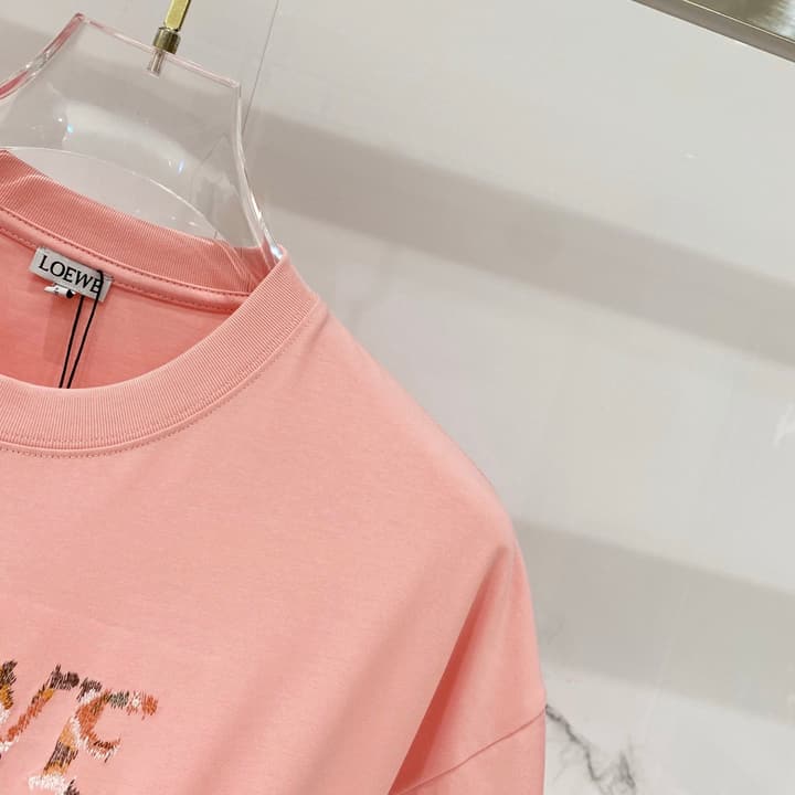 Loewe Rainbow Logo Embroidered Cotton T-Shirt in Classic Black