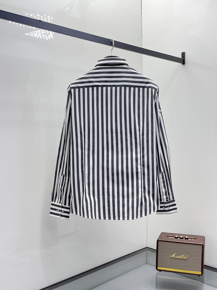 Hermès Long-Sleeve Shirt in Light Blue Striped
