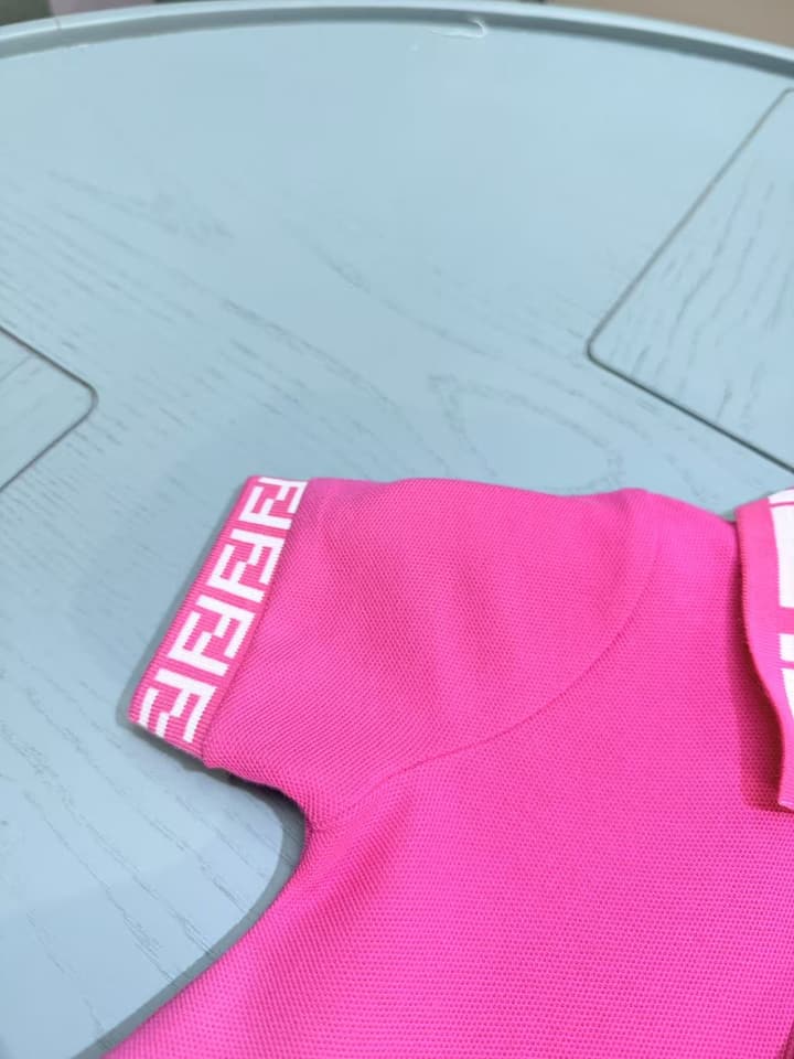 Fendi Lapel Baby Romper Dress – 2025SS in Fuchsia Pink Logo Collar Romper Dress
