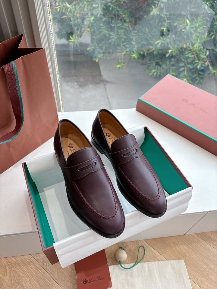 Loro Piana Classic Loafers in Burgundy Leather