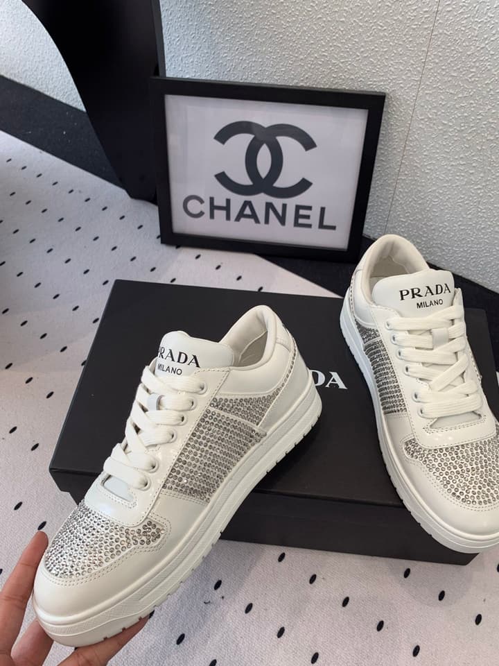 Prada Studded Leather Casual Sneakers